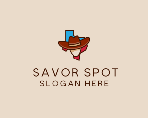 Texas Map Cowboy  logo design