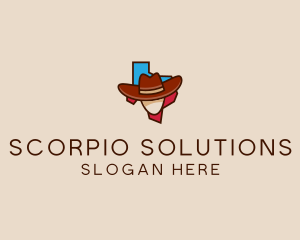 Texas Map Cowboy  logo design