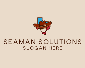 Texas Map Cowboy  logo design