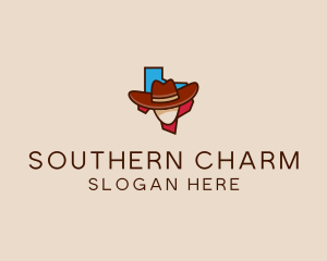 Texas Map Cowboy  logo design