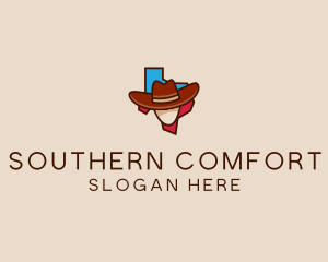 Texas Map Cowboy  logo design