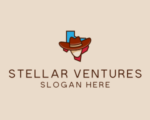 Texas Map Cowboy  logo design