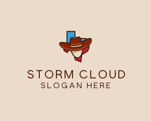 Texas Map Cowboy  logo design