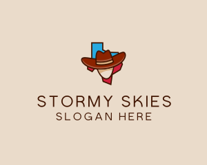 Texas Map Cowboy  logo design