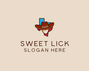 Texas Map Cowboy  logo design