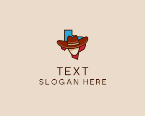 Texas Map Cowboy  logo design