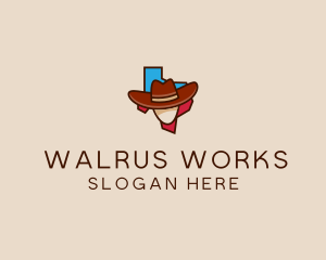 Texas Map Cowboy  logo design