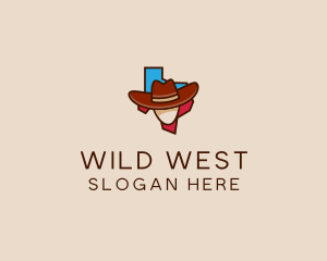 Cowboy - Texas Map Cowboy logo design