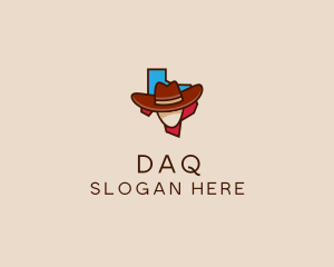 Texas Map Cowboy  logo design