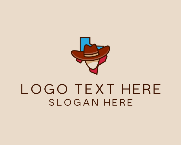 Texas - Texas Map Cowboy logo design