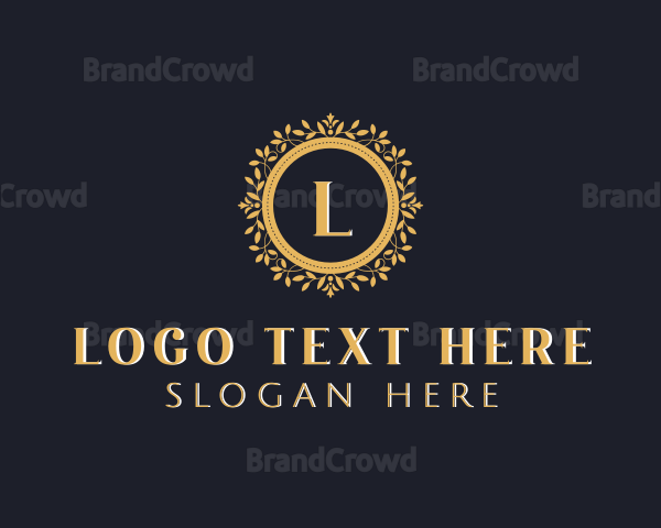 Floral Shield Wreath Logo