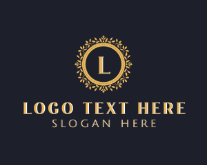 Elegant - Floral Shield Wreath logo design