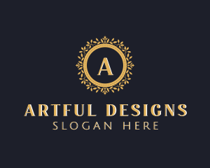 Floral Shield Wreath logo design