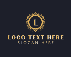 Shield - Floral Shield Wreath logo design