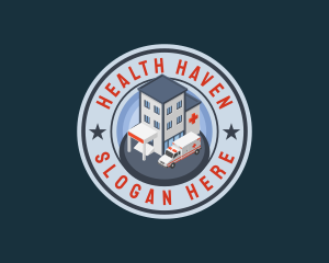 Hospital - Isometric Hospital Ambulance logo design