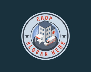 Hospital - Isometric Hospital Ambulance logo design