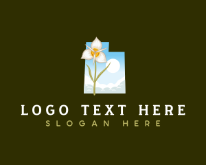 Map - Utah Sego Lily Flower logo design