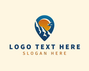 Highlands - Mountain Location Pin logo design