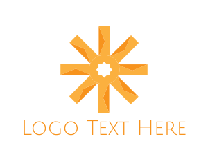 Snowflake - Orange Sun Asterisk logo design