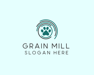 Pet Paw Green Circles logo design