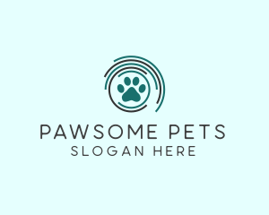 Pet Paw Green Circles logo design