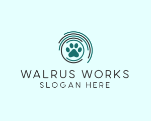 Pet Paw Green Circles logo design