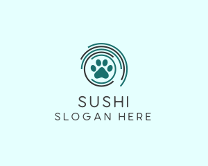 Pet Paw Green Circles logo design