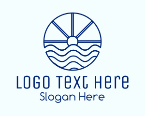 Sea - Ocean Wave Sun logo design