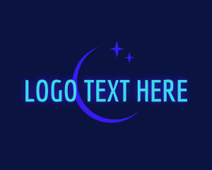 Whimsical - Neon Moon Star Wordmark logo design