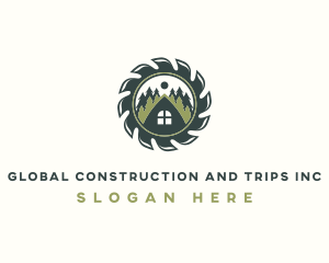 Circular Saw - House Construction Sawmill logo design