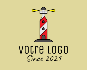 Red Wine - Wine Bottle Lighthouse logo design