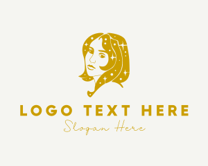 Stargazing - Woman Hair Sparkle logo design