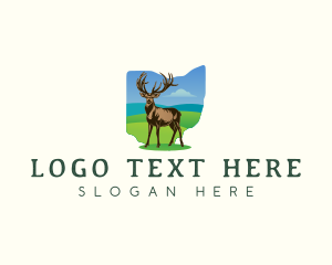 Map - Ohio Stag Deer logo design