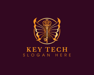 Key Butterfly Antique logo design