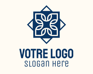 Bistro - Blue Floral Tile Centerpiece logo design