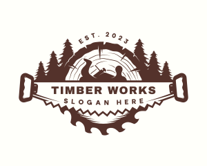 Timber - Woodwork Saw Carpentry logo design