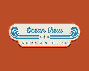 Retro Surfing Beach logo design