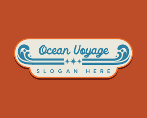 Retro Surfing Beach logo design