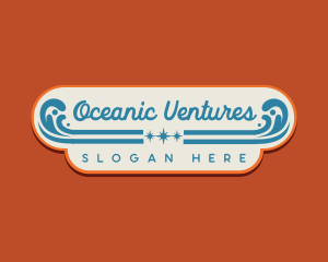 Retro Surfing Beach logo design