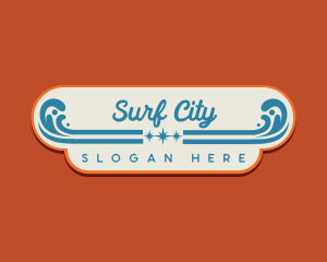 Retro Surfing Beach logo design