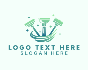 Cleaning - Housekeeping Cleaning Tools logo design