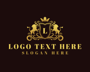 Crown - Luxury Lion Shield logo design