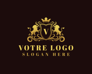Aristocrat - Luxury Lion Shield logo design