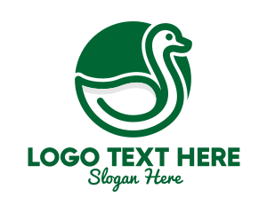 Swan - Green Leaf Duck logo design