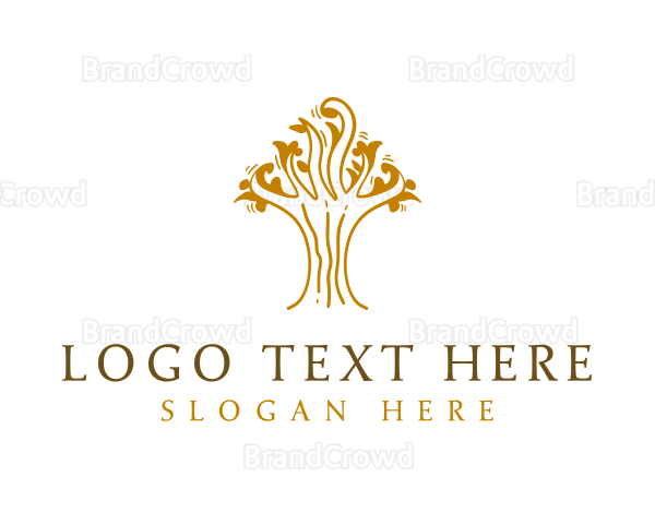 Golden Tree Plant Logo