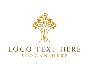 Natural - Golden Tree Plant logo design