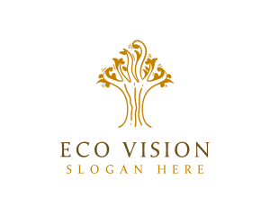 Golden Tree Plant  logo design