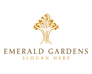 Golden Tree Plant  logo design