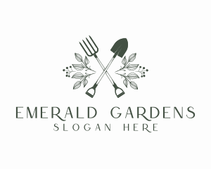 Shovel Rake Gardening Tool logo design