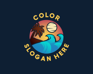 Sunset Ocean Wave Logo